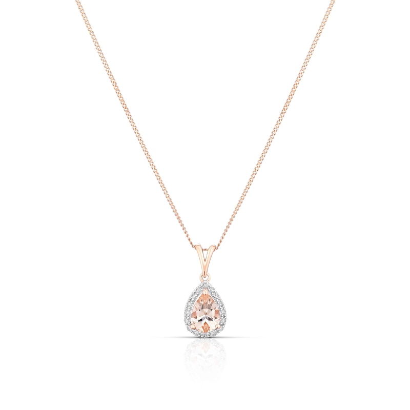 9ct Rose Gold Morganite 0.06ct Diamond Pendant