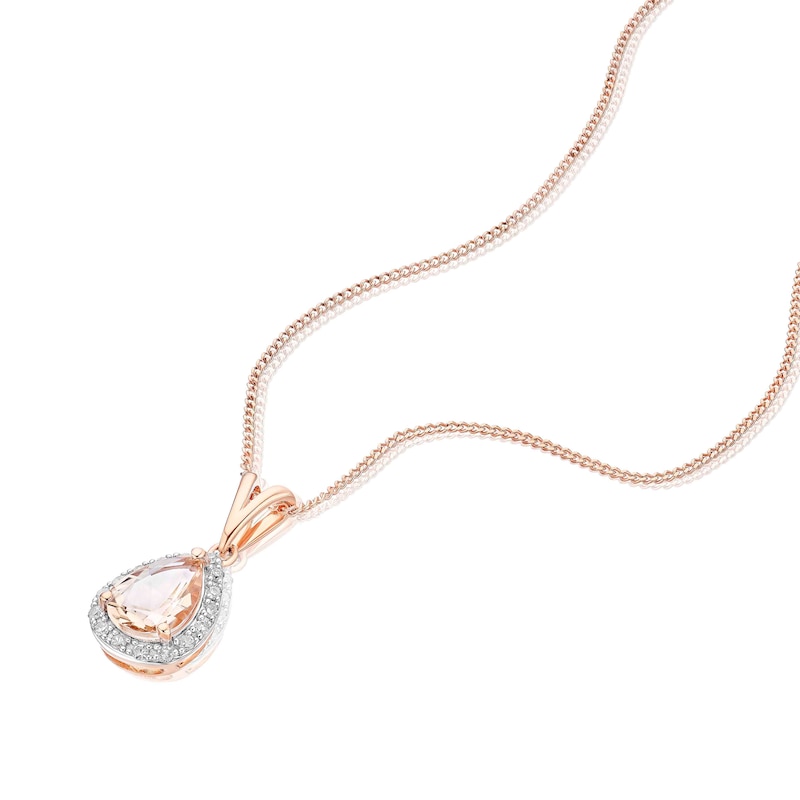 9ct Rose Gold Morganite 0.06ct Diamond Pendant