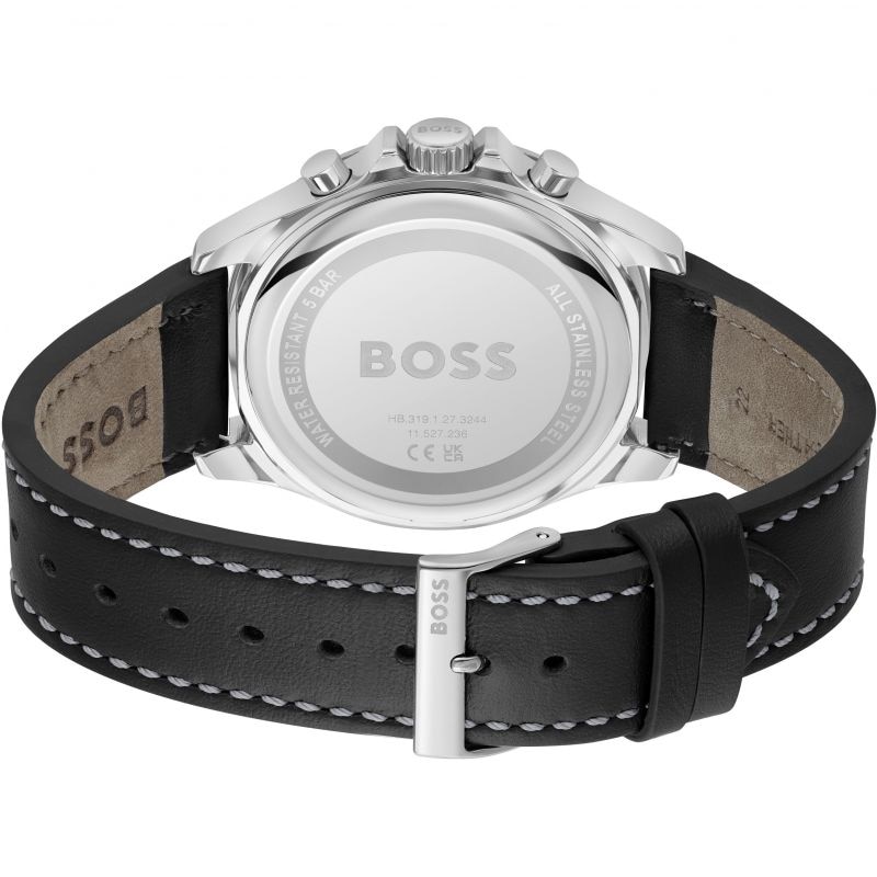 BOSS Troper Men's Black Leather Strap Watch