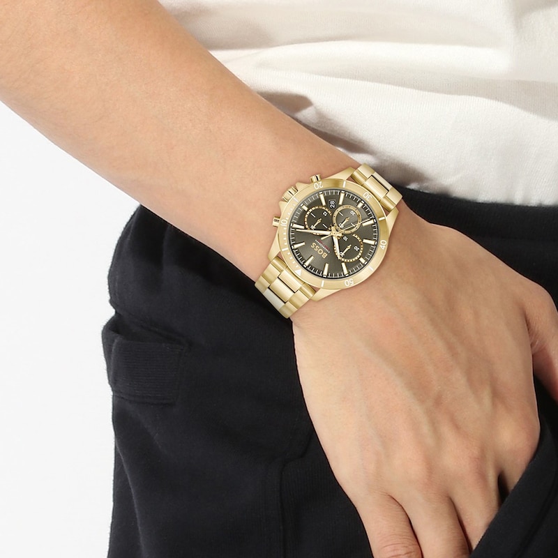 BOSS Troper Men's Gold-Tone Steel Bracelet Watch