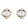Thumbnail Image 0 of 9ct Gold Cultured Freshwater Pearl & Diamond Square Earrings