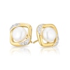 Thumbnail Image 1 of 9ct Gold Cultured Freshwater Pearl & Diamond Square Earrings