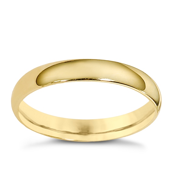 9ct Yellow Gold 3mm Extra Heavyweight Court Ring Ernest Jones