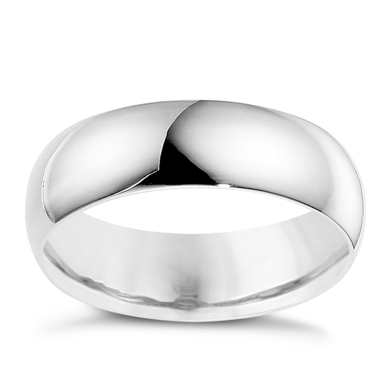 18ct White Gold 6mm Extra Heavyweight D Shape Ring