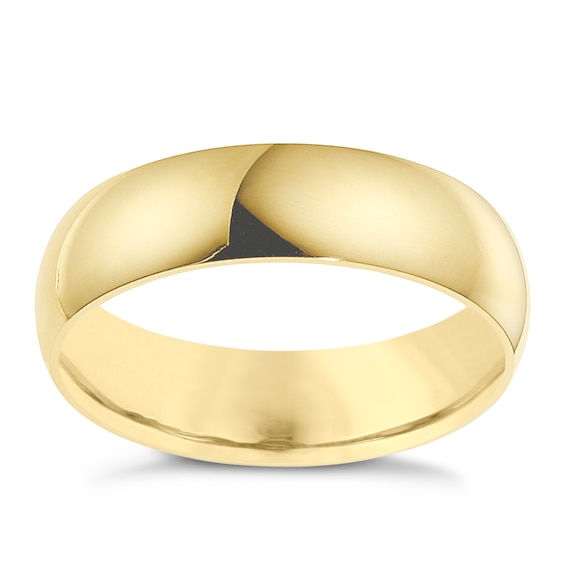 18ct Yellow Gold 6mm Extra Heavyweight D Shape Ring