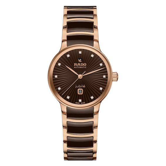 Rado Centrix Ladies’ Brown & Rose Gold Tone Bracelet Watch