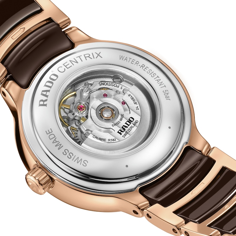Rado Centrix Ladies' Brown & Rose Gold-Tone Bracelet Watch