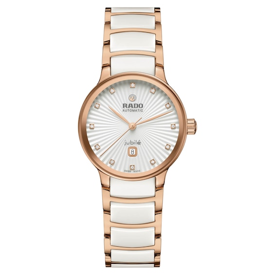 Rado Centrix Ladies’ Rose Gold Tone & White Bracelet Watch