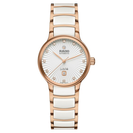 Rado Centrix Ladies’ Rose Gold Tone & White Bracelet Watch