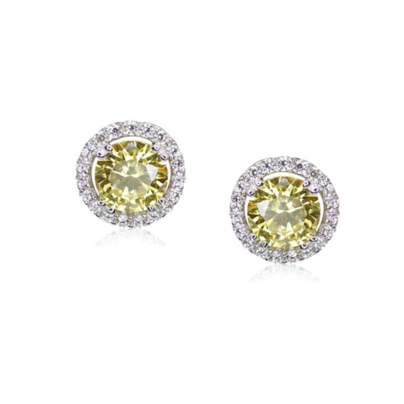 Main Image 1 of CARAT* LONDON Gwyn Silver Borderset Yellow Stone Earrings