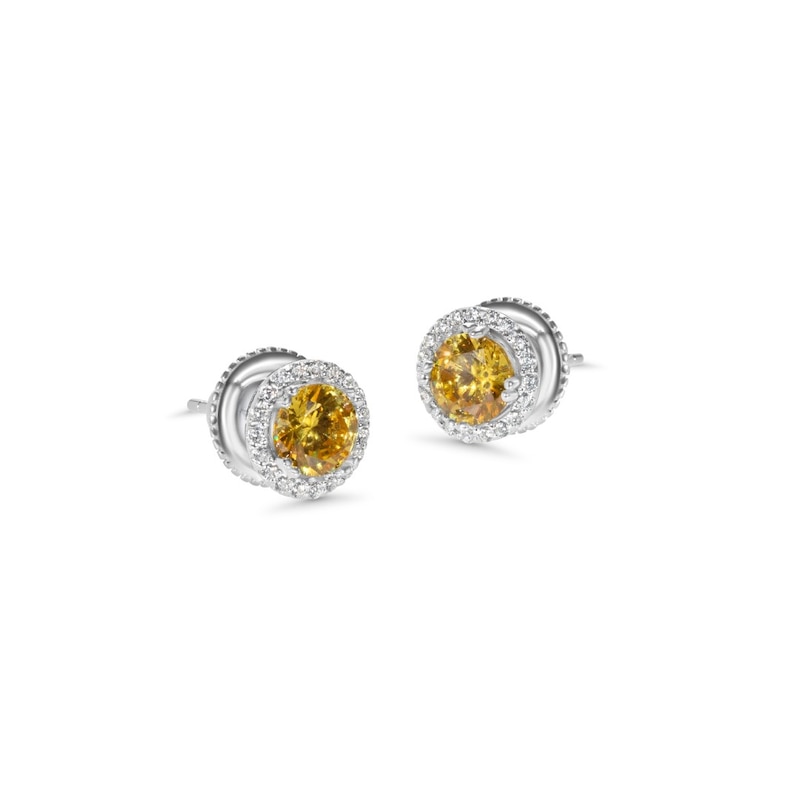 Main Image 2 of CARAT* LONDON Gwyn Silver Borderset Yellow Stone Earrings