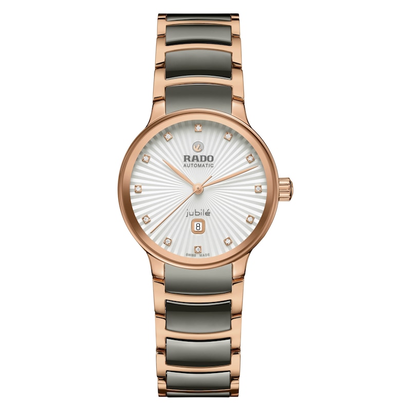 Rado Centrix Ladies' White Dial Brown Ceramic & Steel Bracelet Watch