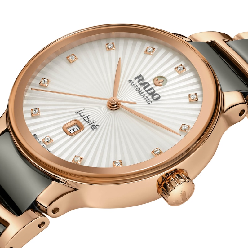 Rado Centrix Ladies' White Dial Brown Ceramic & Steel Bracelet Watch