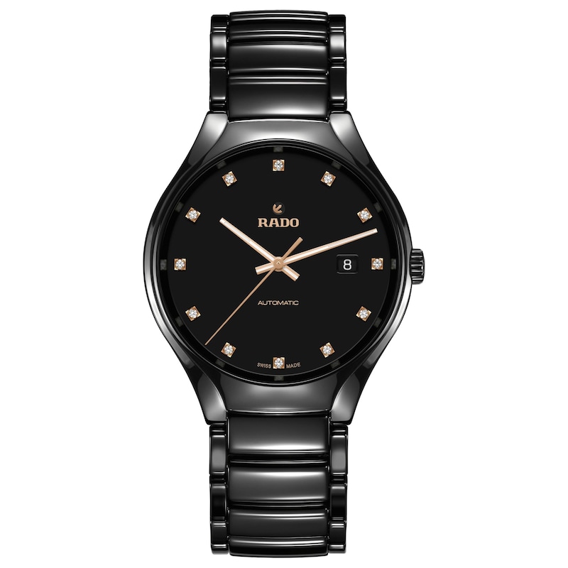 Rado True Automatic Diamond & Black Ceramic Bracelet Watch