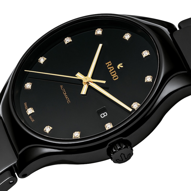 Rado True Automatic Diamond & Black Ceramic Bracelet Watch