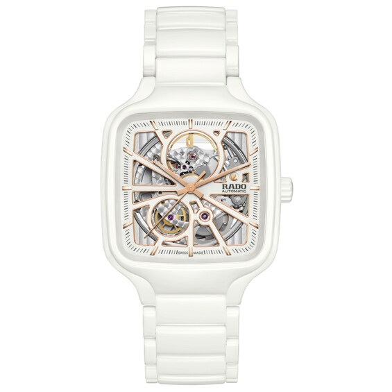 Men's Rado True Square Automatic Open Heart Ceramic Bracelet Watch