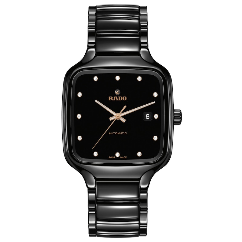 Rado True Square Automatic Diamond Black Ceramic Watch