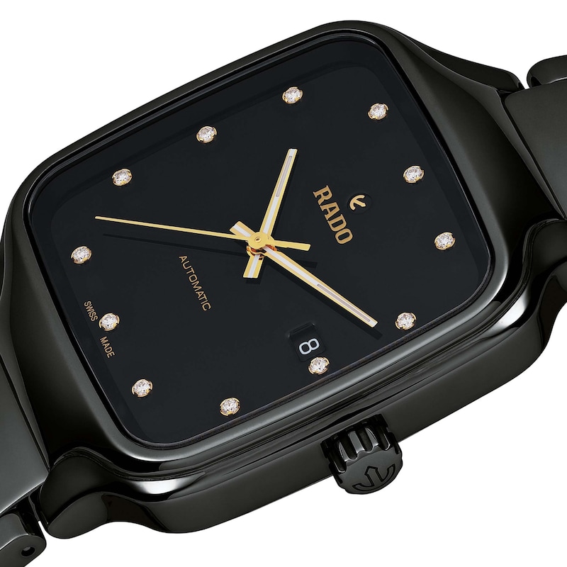 Rado True Square Automatic Diamond Black Ceramic Watch