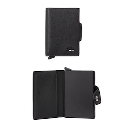 BOSS Men's Structured Black Leather Rich Grain Wallet