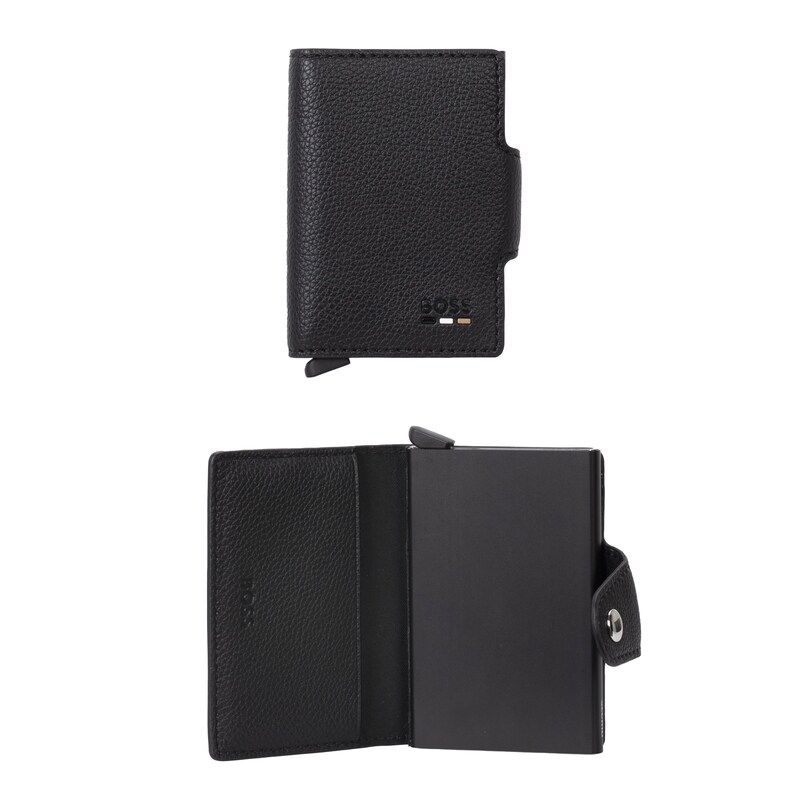 Main Image 1 of BOSS Men's Structured Black Leather Rich Grain Wallet