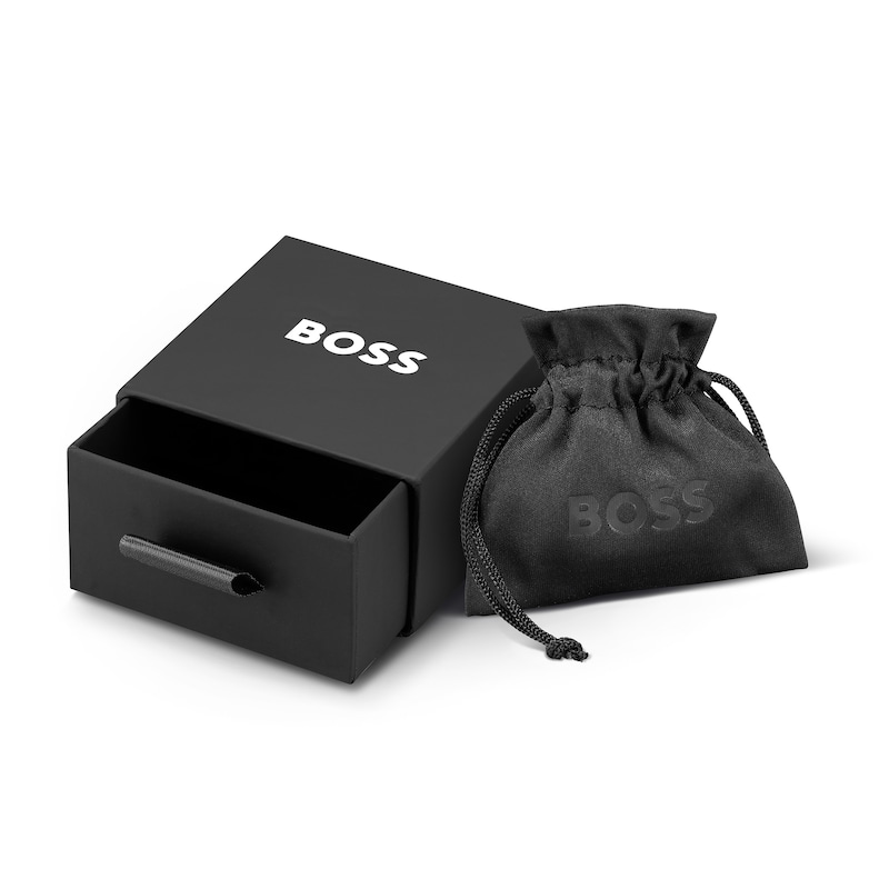 Main Image 4 of BOSS Men's Silver Tone Black Enamel Round Cufflinks