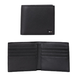 BOSS Men's Soft Black Leather Rich Grain 8CC Wallet