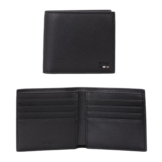BOSS Men’s Soft Black Leather Rich Grain 8CC Wallet