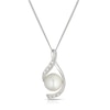 Thumbnail Image 1 of 9ct White Gold Cultured Freshwater Pearl & Diamond Twisted Pendant