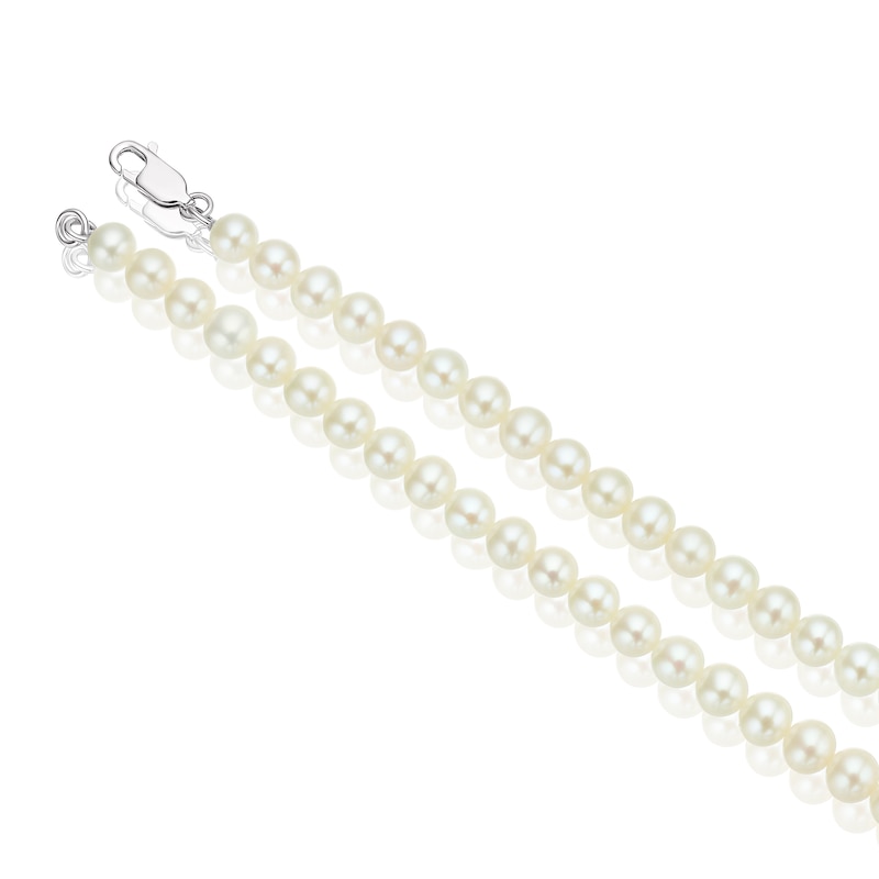 9ct White Gold Cultured Freshwater Pearl & Diamond Necklace