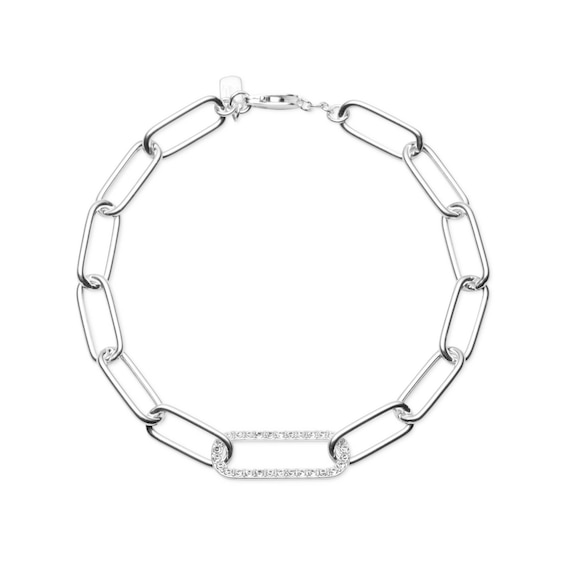 Lauren Ralph Lauren Sterling Silver 7 Pave Set Crystal Chain Bracelet