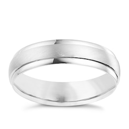 9ct White Gold 5mm Matt And Polished Ring