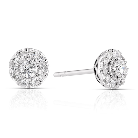 9ct White Gold 0.40ct Diamond Round Halo Stud Earrings