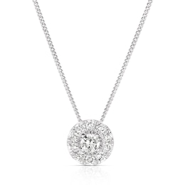 9ct White Gold 0.40ct Diamond Round Halo Pendant
