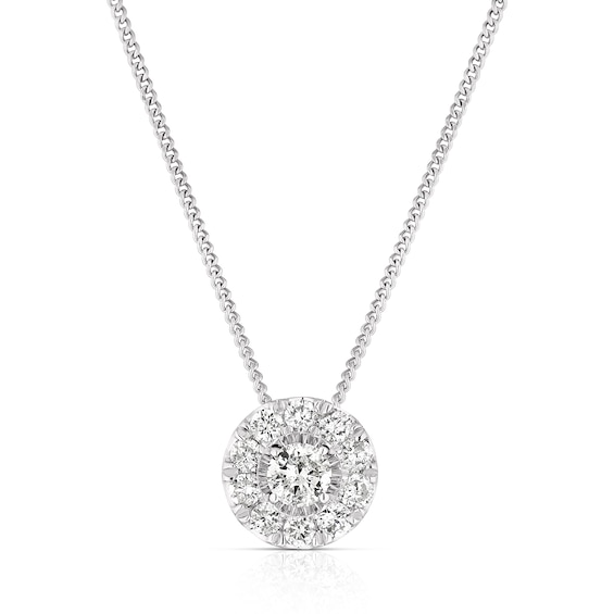 9ct White Gold 0.40ct Diamond Round Halo Pendant