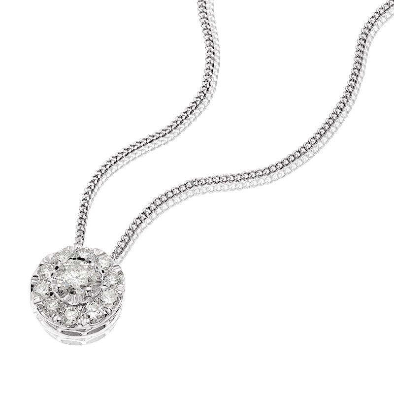 Main Image 2 of 9ct White Gold 0.40ct Diamond Round Halo Pendant