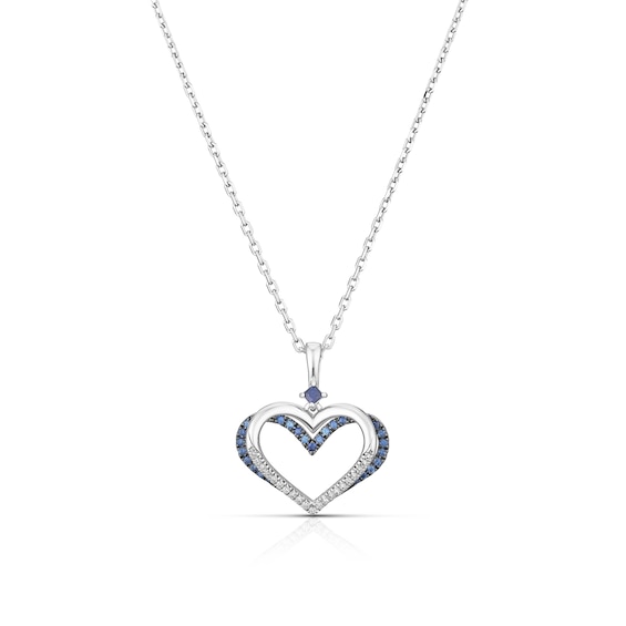Vera Wang Silver Sapphire 0.09ct Diamond Heart Pendant