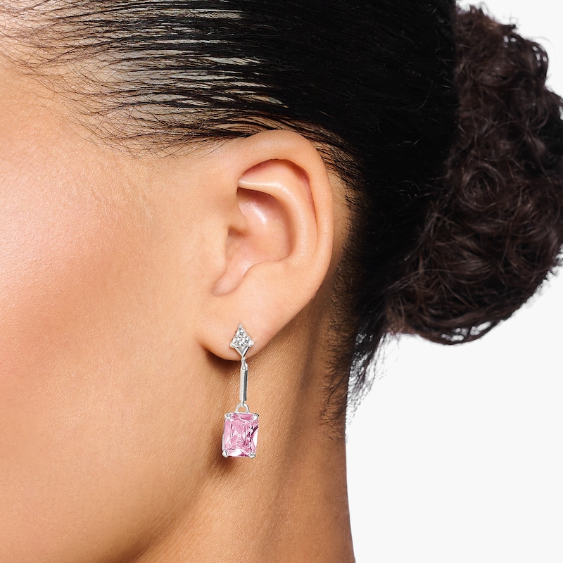 Thomas Sabo Heritage Silver Pink Zirconia Drop Earrings