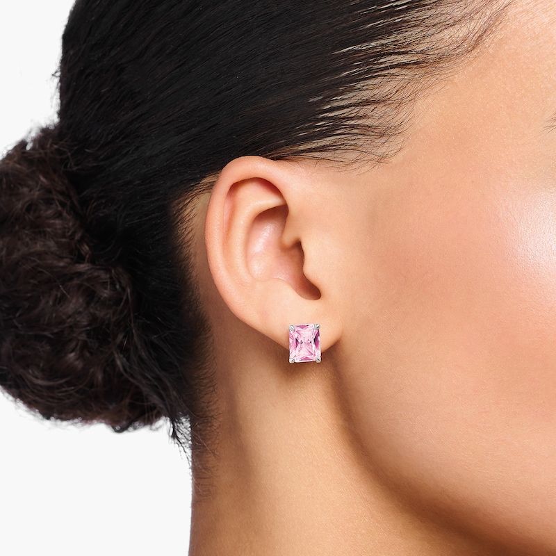 Thomas Sabo Heritage Silver Pink Zirconia Stud Earrings