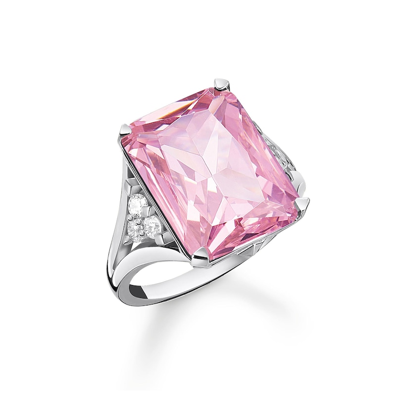 Thomas Sabo Heritage Silver Pink Zirconia Cocktail Ring O-P