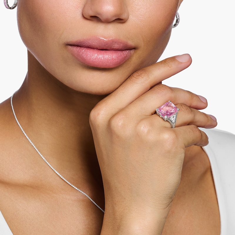 Thomas Sabo Heritage Silver Pink Zirconia Cocktail Ring O-P