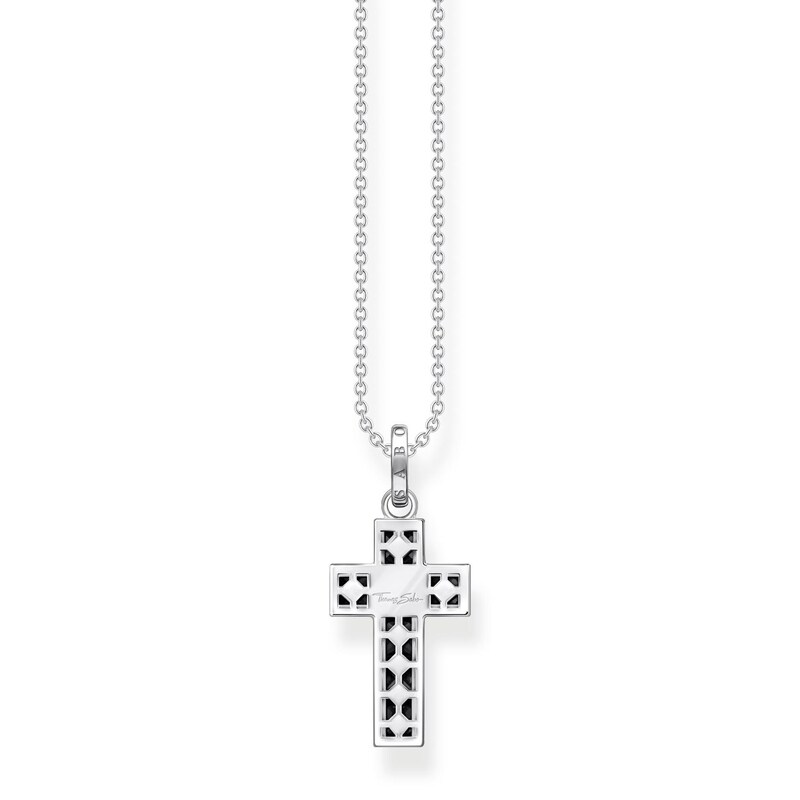 Thomas Sabo Sterling Silver Black Stone Cross Necklace