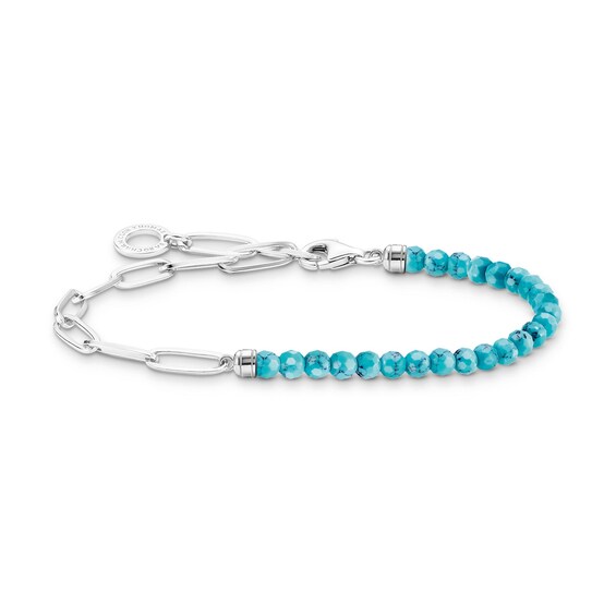 Thomas Sabo Sterling Silver and Simulated Turquoise Bead 7 B