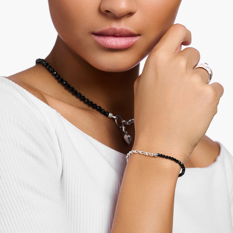 Thomas Sabo Charm Club Silver Onyx Bead Bracelet