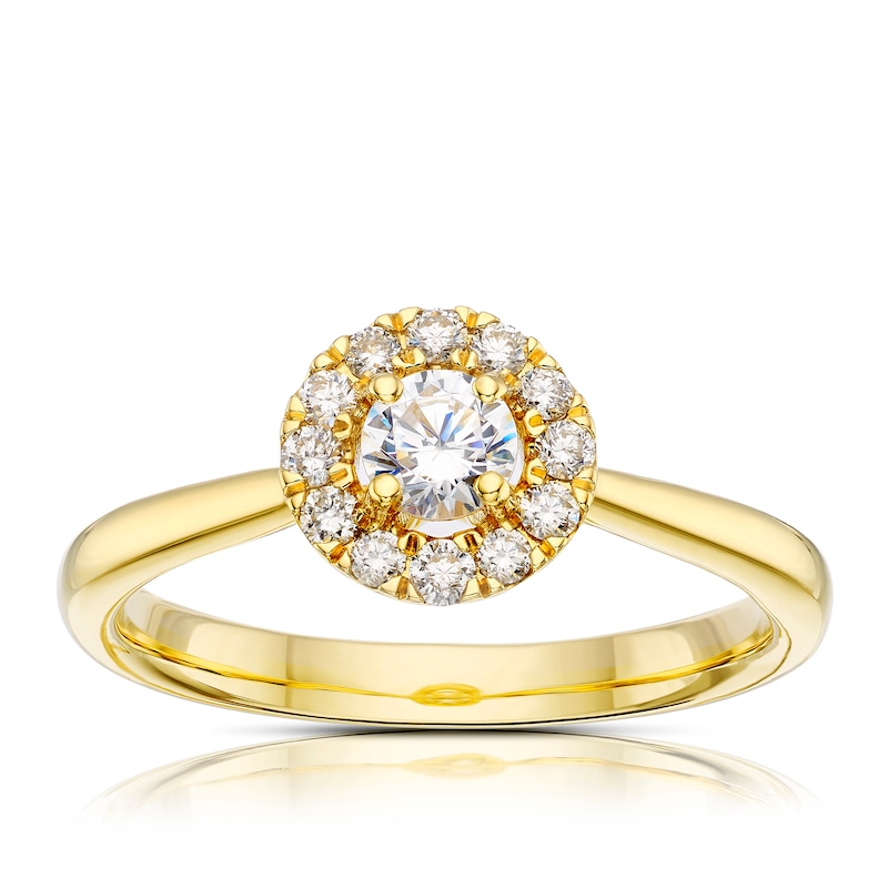 Origin 18ct Yellow Gold 0.40ct Diamond Round Cut Halo Ring