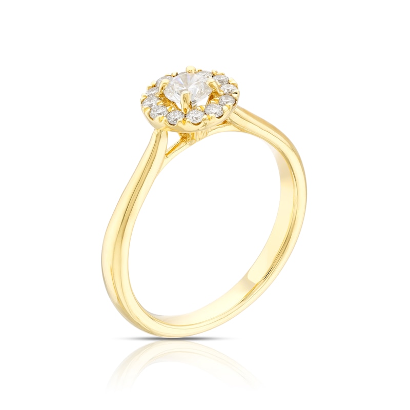 Main Image 2 of Origin 18ct Yellow Gold 0.40ct Diamond Round Cut Halo Ring
