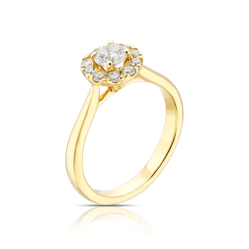Origin 18ct Yellow Gold 0.66ct Diamond Round Cut Halo Ring