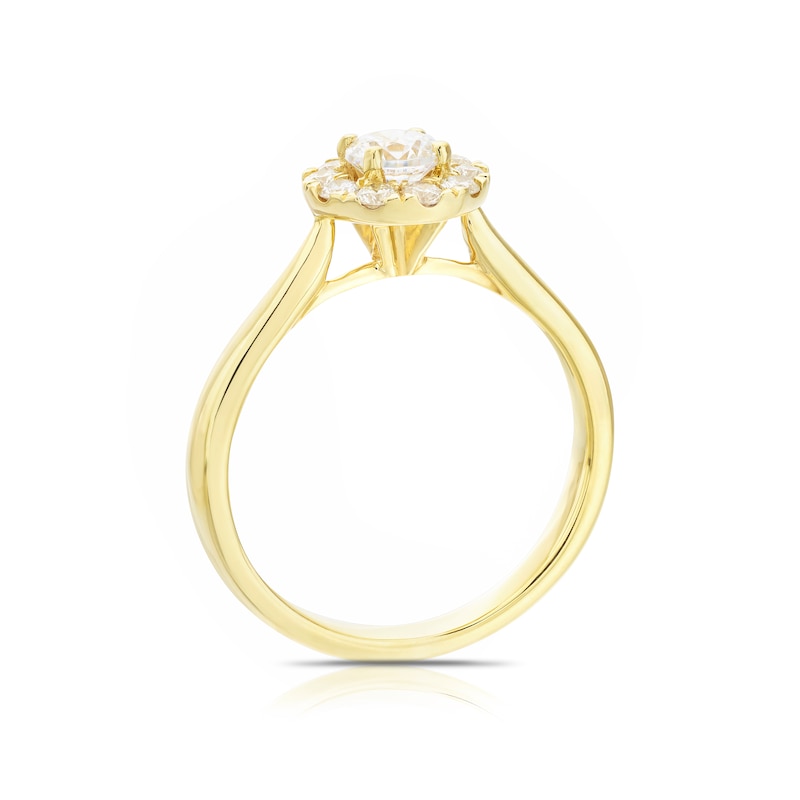 Origin 18ct Yellow Gold 0.66ct Diamond Round Cut Halo Ring