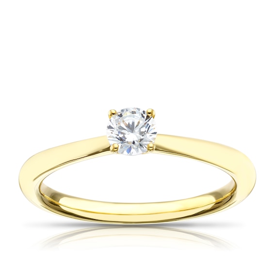 Engagement Ring Origin 18ct Yellow Gold Four Claw Solitaire 0.30ct Diamond Ring