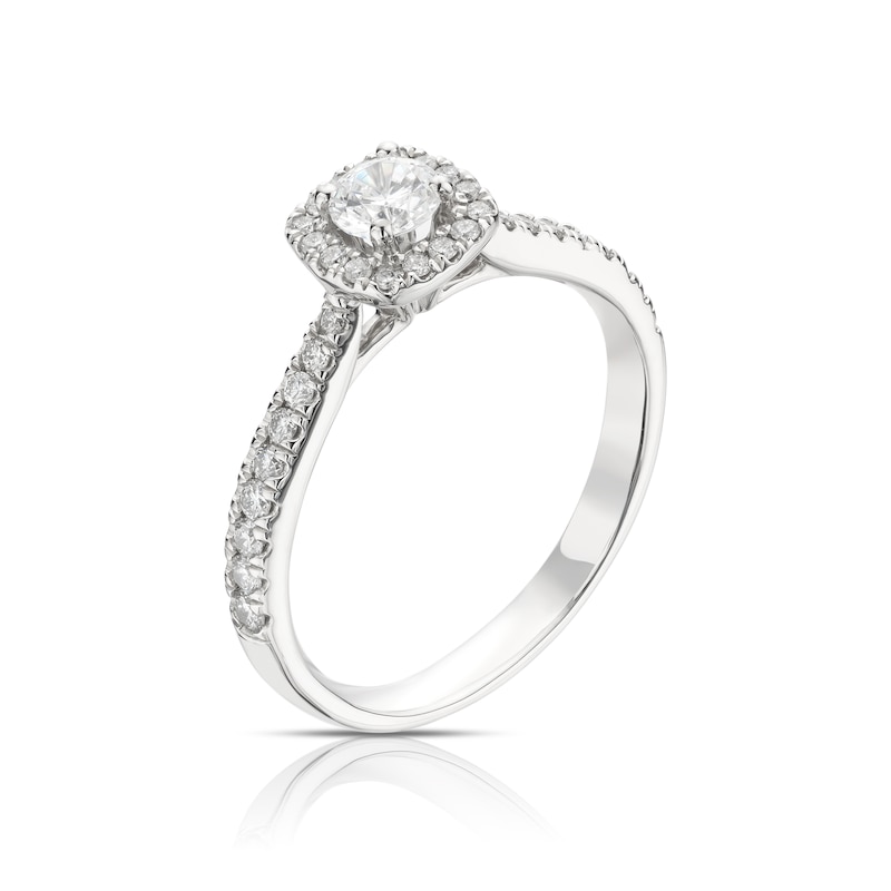 Origin Platinum 0.50ct Total Diamond Cushion Halo Ring