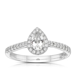 Origin Platinum 0.50ct Total Diamond Pear Cut Halo Ring